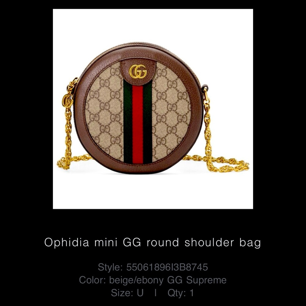 Like NEW Gucci Ophidia mini GG round shoulder bag.